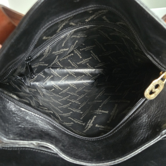 Marino Orlandi italien leather shoulder tote bag purse black and brown - Picture 12 of 16